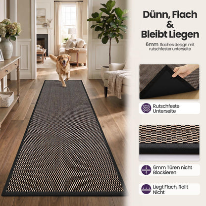Läufer Flur Schwarz 80x300 cm - Rutschfest & Saugstark