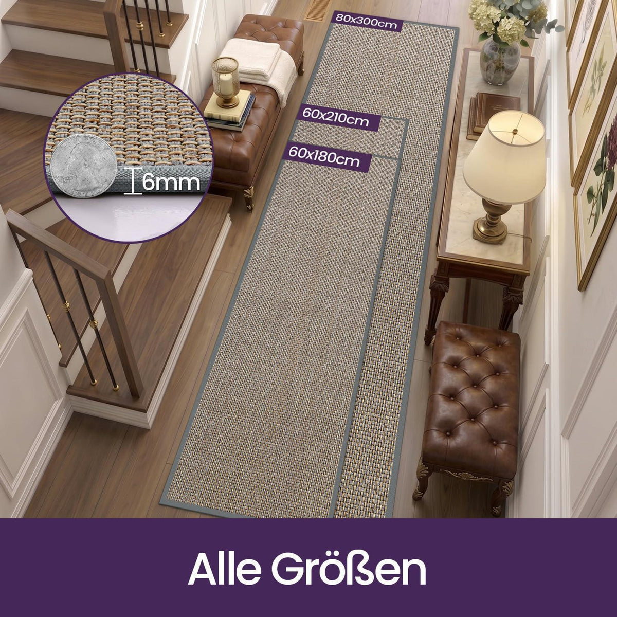 Läufer Flur Grau 60x210 cm – Rutschfest & Saugstark