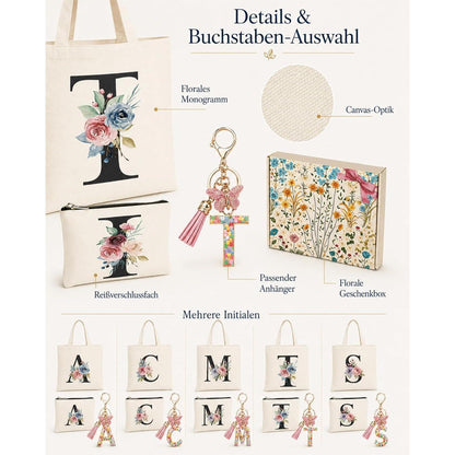 Personalisierte Geschenkset für Frauen mit Buchstaben-Schlüsselanhänger