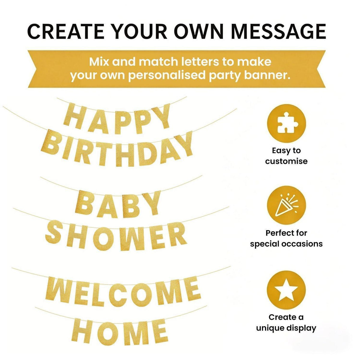Goldene Buchstaben Girlande DIY – Personalisiertes Banner für Partys