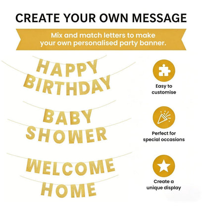 Goldene Buchstaben Girlande DIY – Personalisiertes Banner für Partys