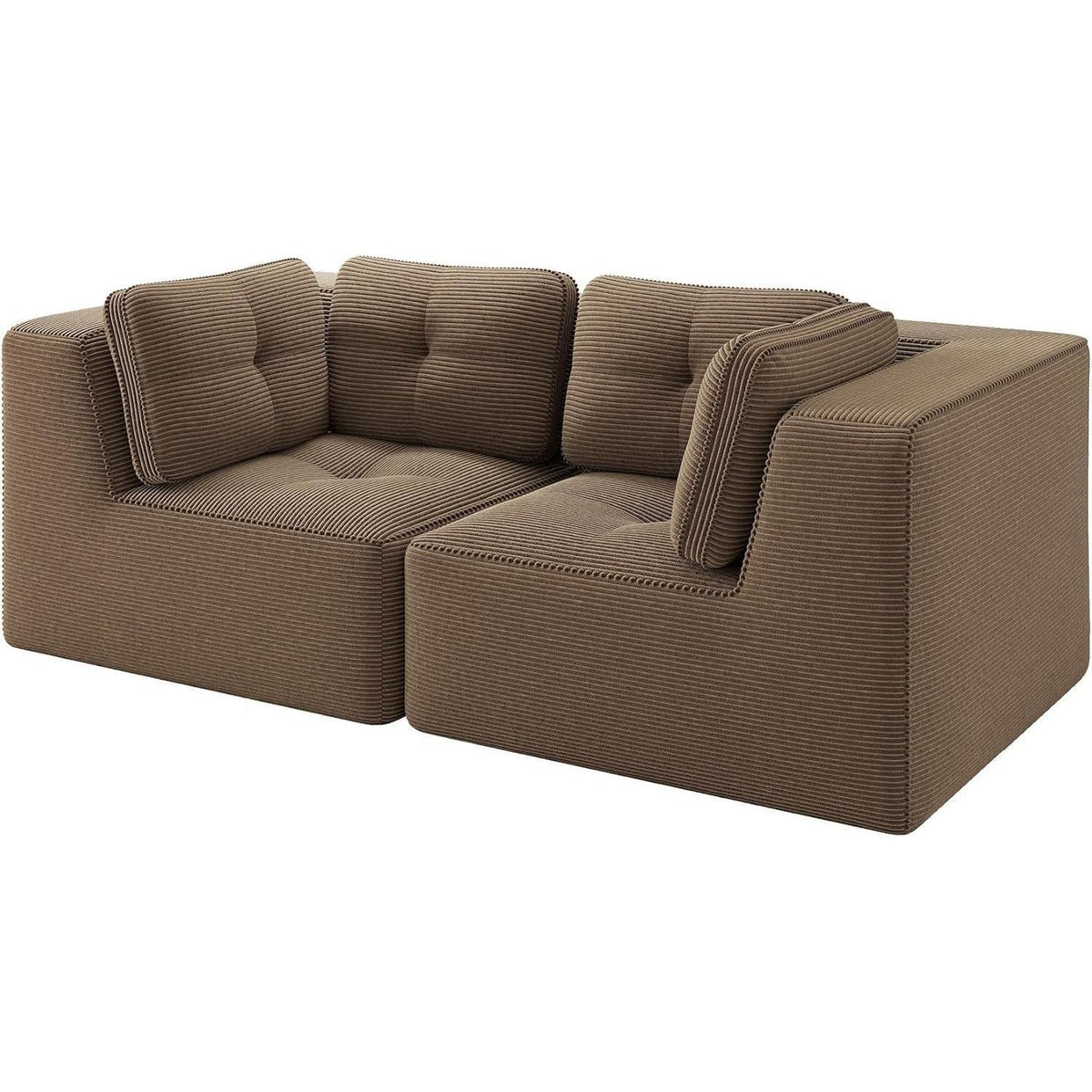 Modulares Ecksofa Braun – 2-Sitzer Cordstoff Couch ohne Aufbau