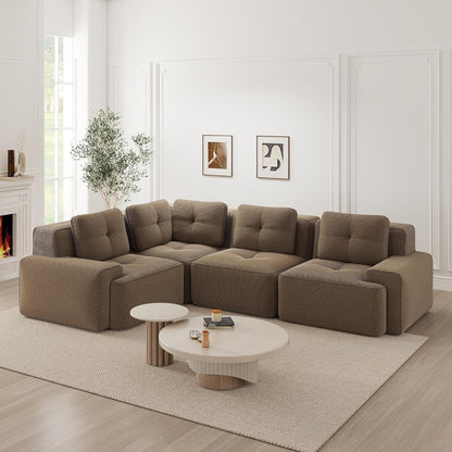 Modulares Ecksofa Braun 177x382 cm – Boneless Cordstoff Couch