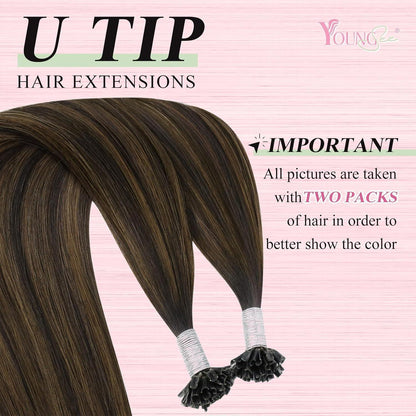 Echthaar Bonding Extensions Braun Ombre 45cm 50g