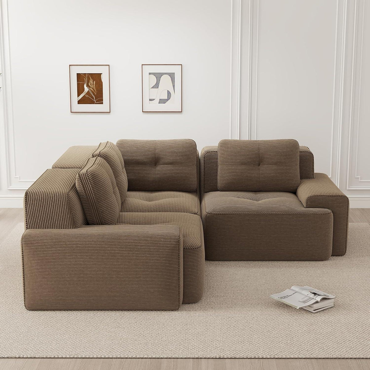 Modulares Ecksofa Braun 177x177 cm – Boneless Cordstoff Couch
