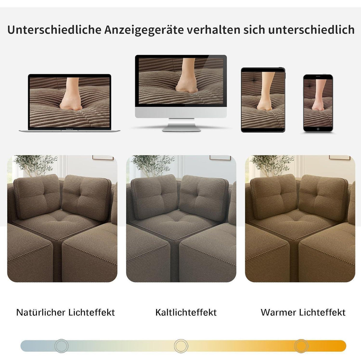 Modulares Ecksofa Braun 177x177 cm – Boneless Cordstoff Couch
