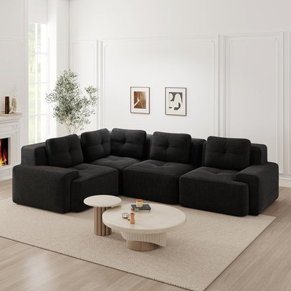 Modulares Ecksofa Schwarz 177x382 cm – Boneless Cordstoff Couch