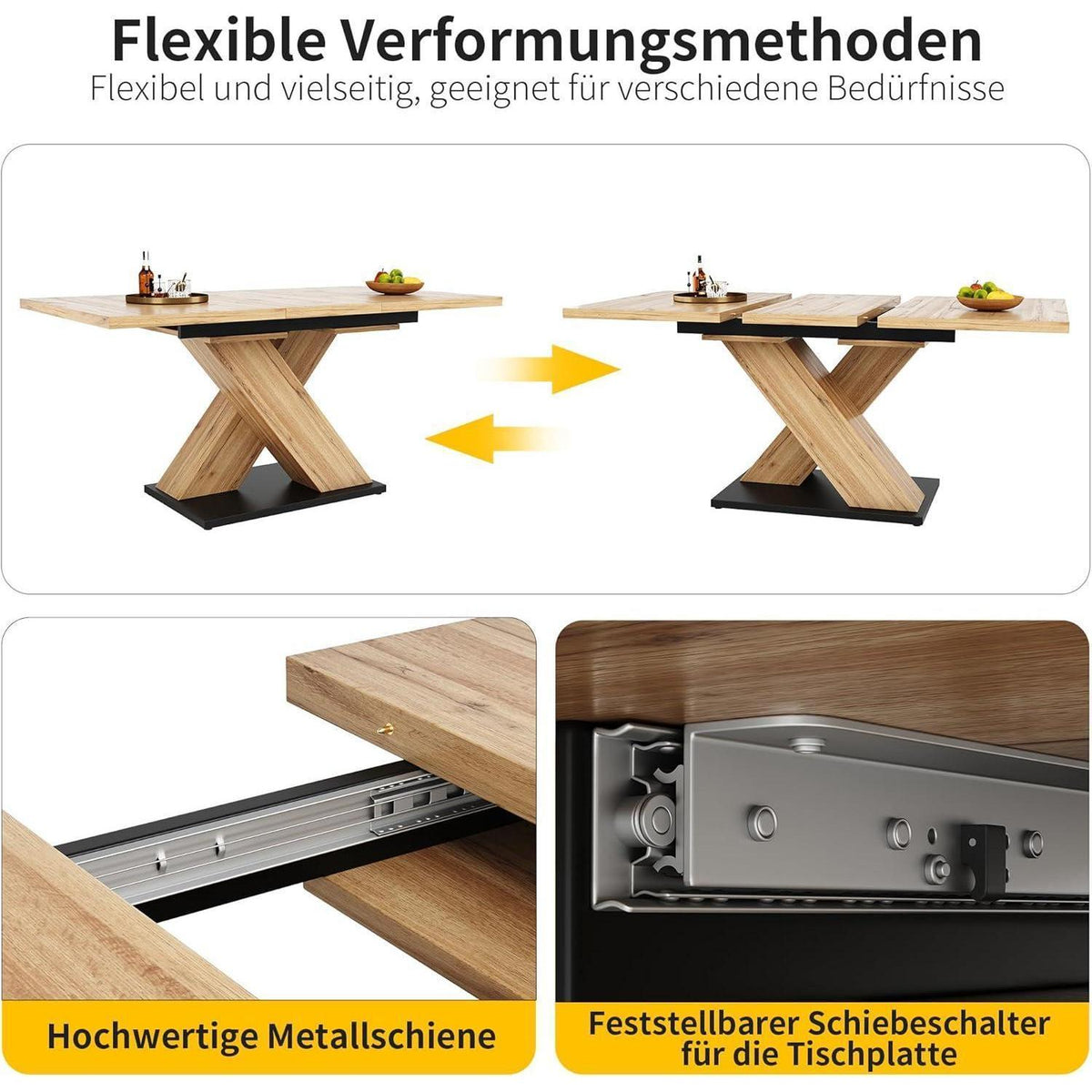 Ausziehbarer Esstisch Natur – Küchentisch für Küche & Wohnzimmer