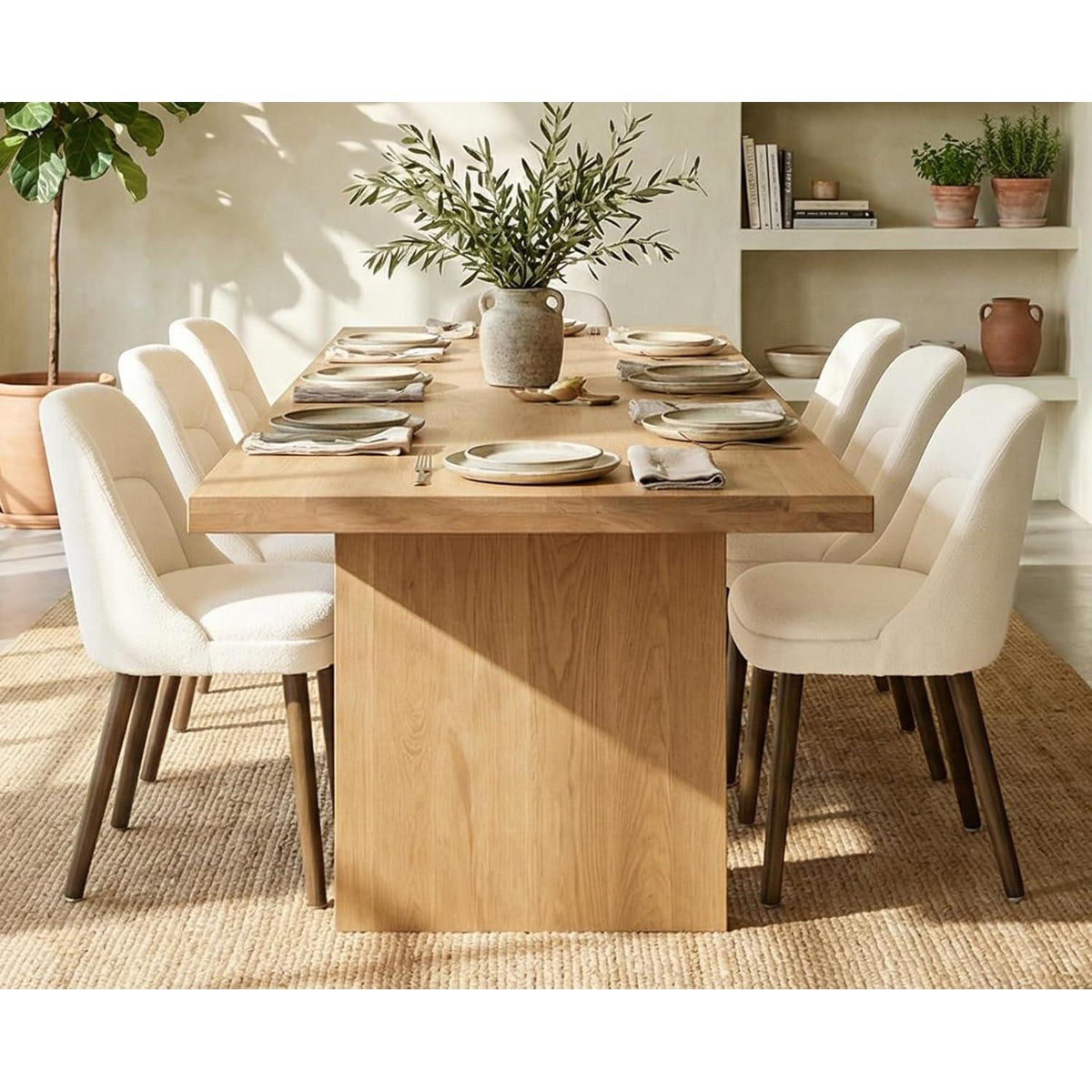 Moderner Esszimmerstuhl Set 2x Chenille mit Lendenstütze, Weiß