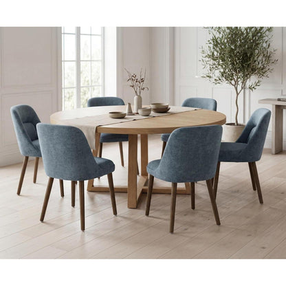 Moderner Esszimmerstuhl Set 2er mit Chenille & Lendenstütze, Blau