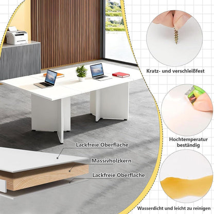 Modularer Konferenztisch, Erweiterbar für 4-12 Personen, Schwarz & Dunkelgrau