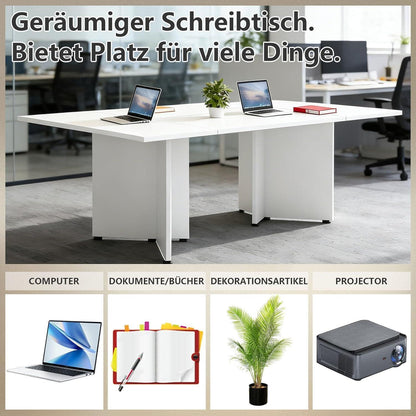Modularer Konferenztisch, Erweiterbar für 4-12 Personen, Schwarz & Beige