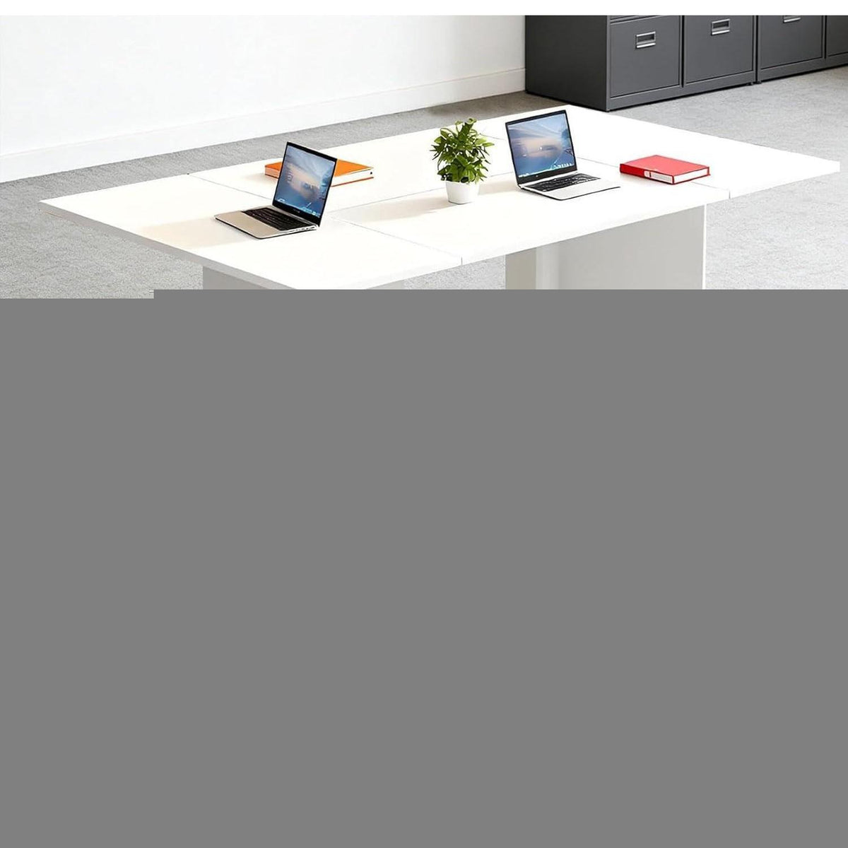 Modularer Konferenztisch, Erweiterbar für 4-12 Personen, Schwarz & Beige