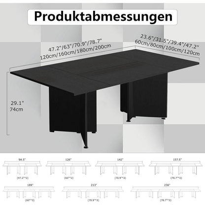 Erweiterbarer Konferenztisch Modular | 400 cm x 80 cm | Schwarz