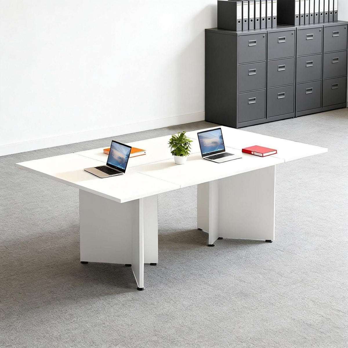 Modularer Konferenztisch, Erweiterbar für 4-12 Personen, Weiß