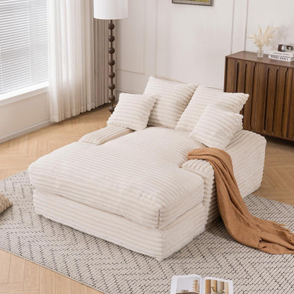 Cord Schlafsofa mit 4 Kissen – Ultraweiches Relaxsofa Beige