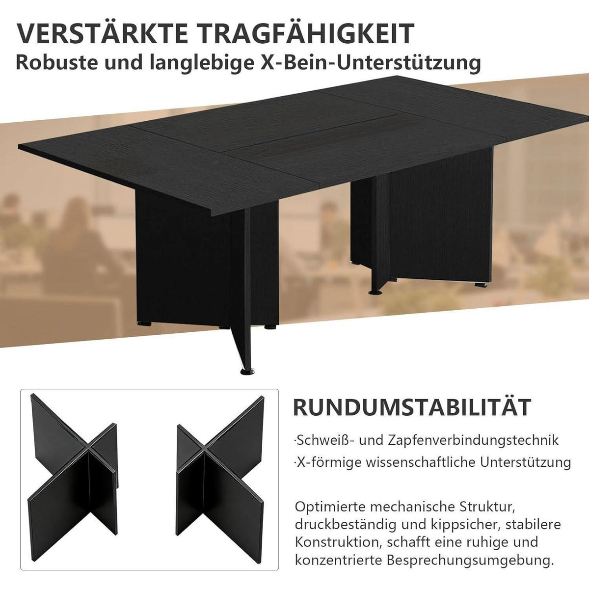 Modularer Konferenztisch, Erweiterbar für 4-12 Personen, Dunkelbraun