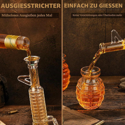 Whiskey Dekanter Set mit Gläsern & Trichter – Geschenk für Männer