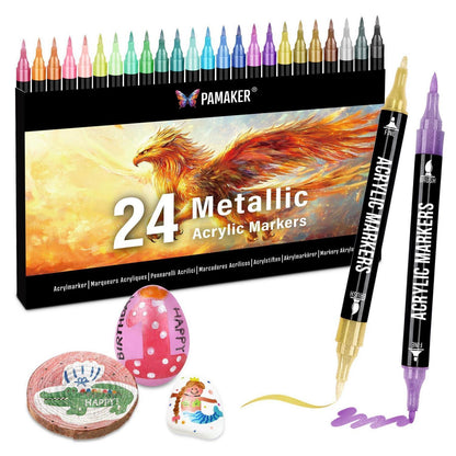 Acryl Marker Set 24 Metallic | Dual Tip für Kunst & Basteln