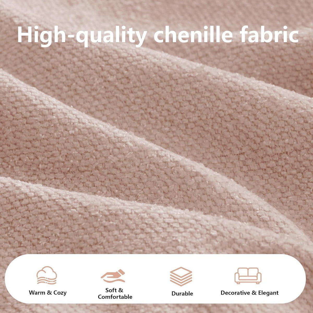 Modulares Chenille Sofa L-Form mit Chaiselongue & Kissen – Rosa