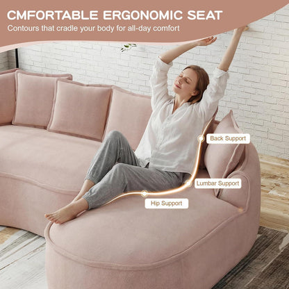 Modulares Chenille Sofa L-Form mit Chaiselongue – Hellbraun