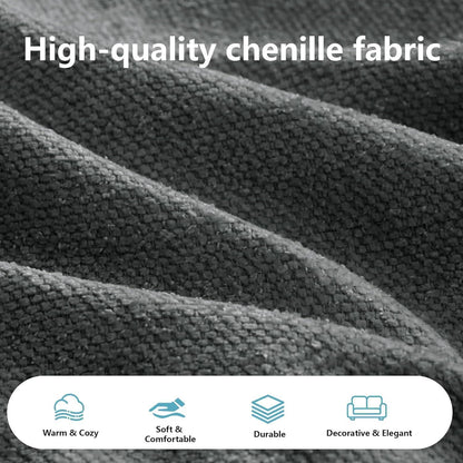 Modulares Sofa Grau | Chenille L-Form mit Chaiselongue & Kissen