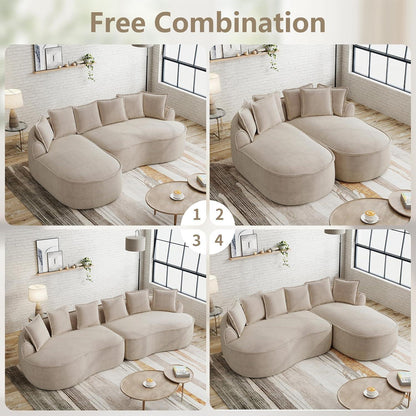 Modulares Chenille-Sofa 2-Sitzer mit Chaiselongue – Kein Aufbau