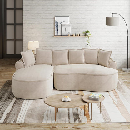 Modulares Chenille Sofa L-Form mit Chaiselongue & Kissen