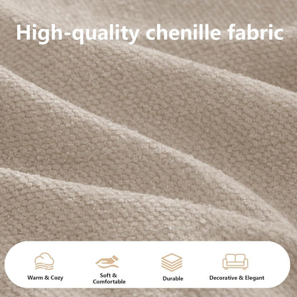 Modulares Chenille Sofa L-Form mit Chaiselongue & Kissen