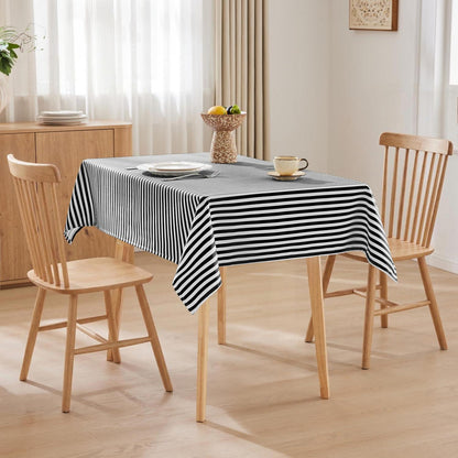 Streifentischdecke Rechteckig Schwarz Weiß | Wasserfest & Waschbar