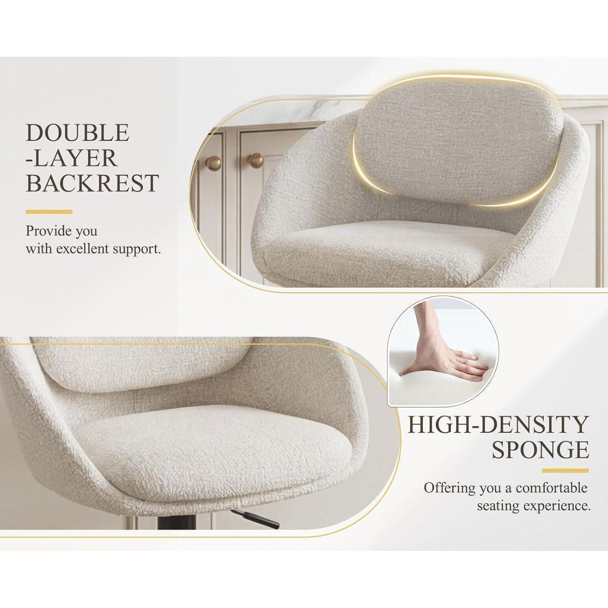 Ya-Home Barhocker 4er Set, Chenille, Höhenverstellbar