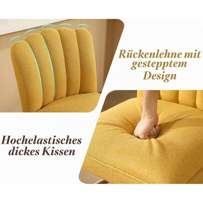 Retro Esszimmerstühle 2er Set, Gelb, Leinen Polsterstuhl