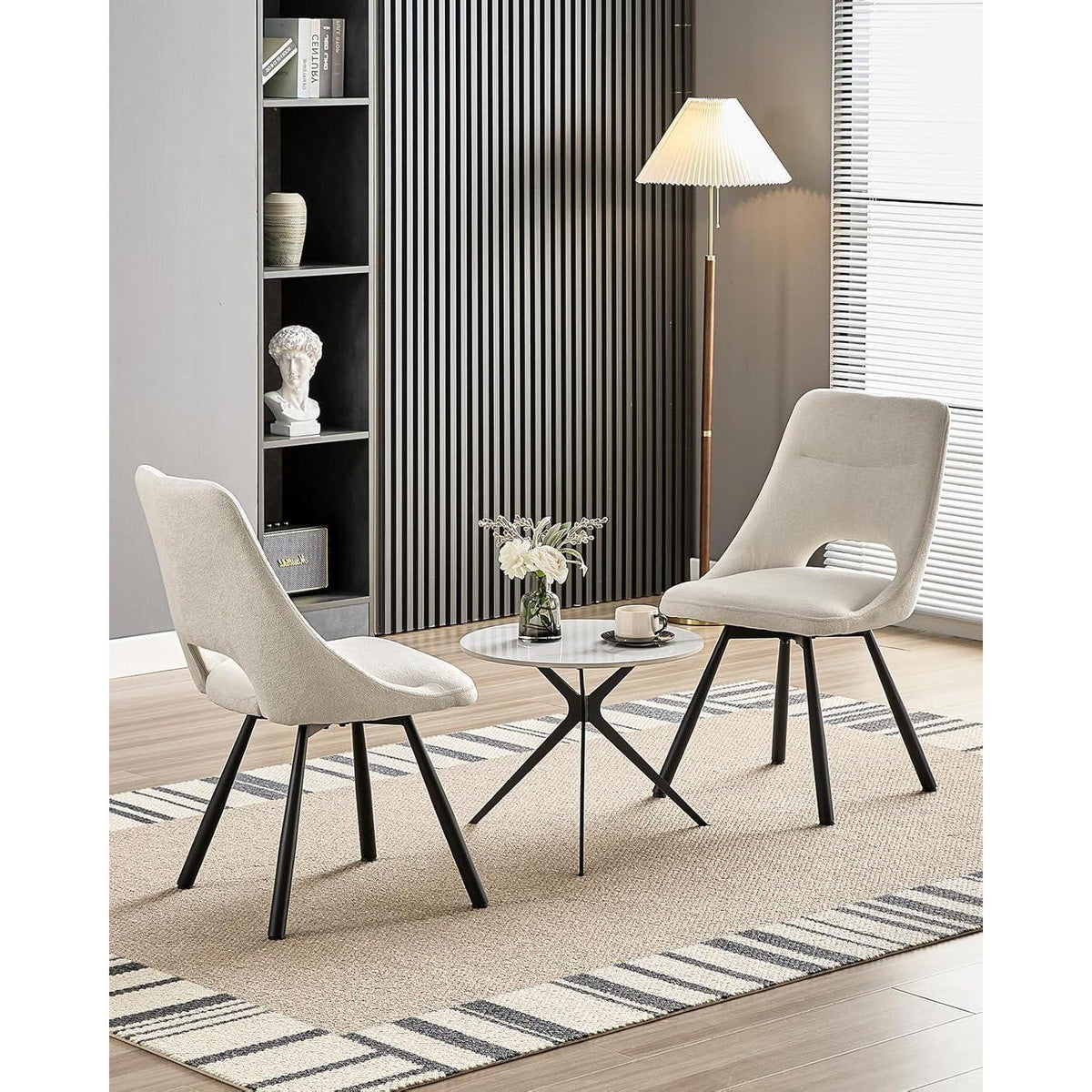 Drehbarer Esszimmerstuhl mit Bezug – Beige