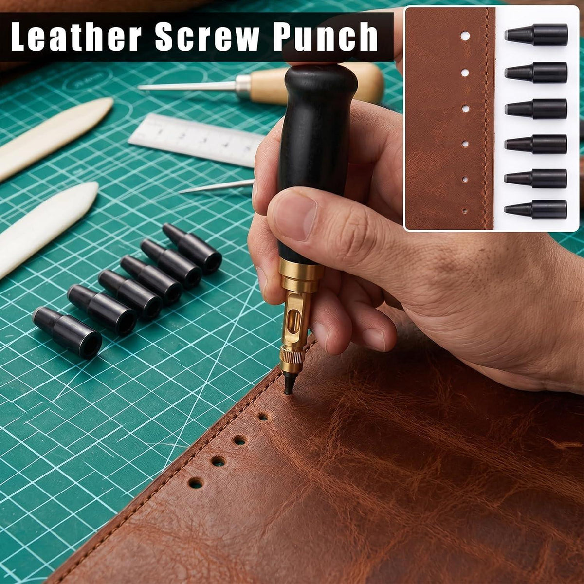 Leder Lochstanzer Set mit 6 Stanzspitzen 1,5-4 mm