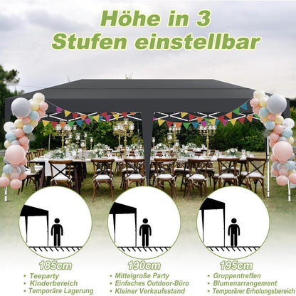 Faltpavillon 3x6m – Wasserdicht, UV-Schutz & 6 Seitenwände