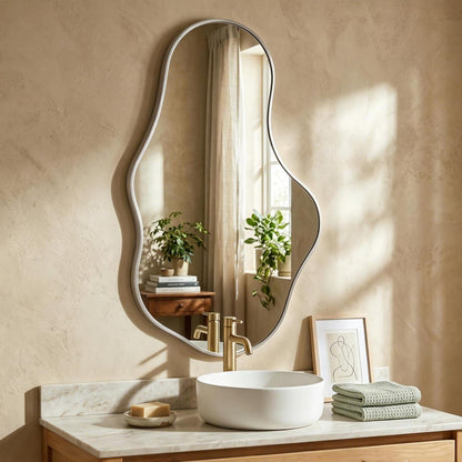 Wavy Wandspiegel Silber – Abstraktes Wellendesign