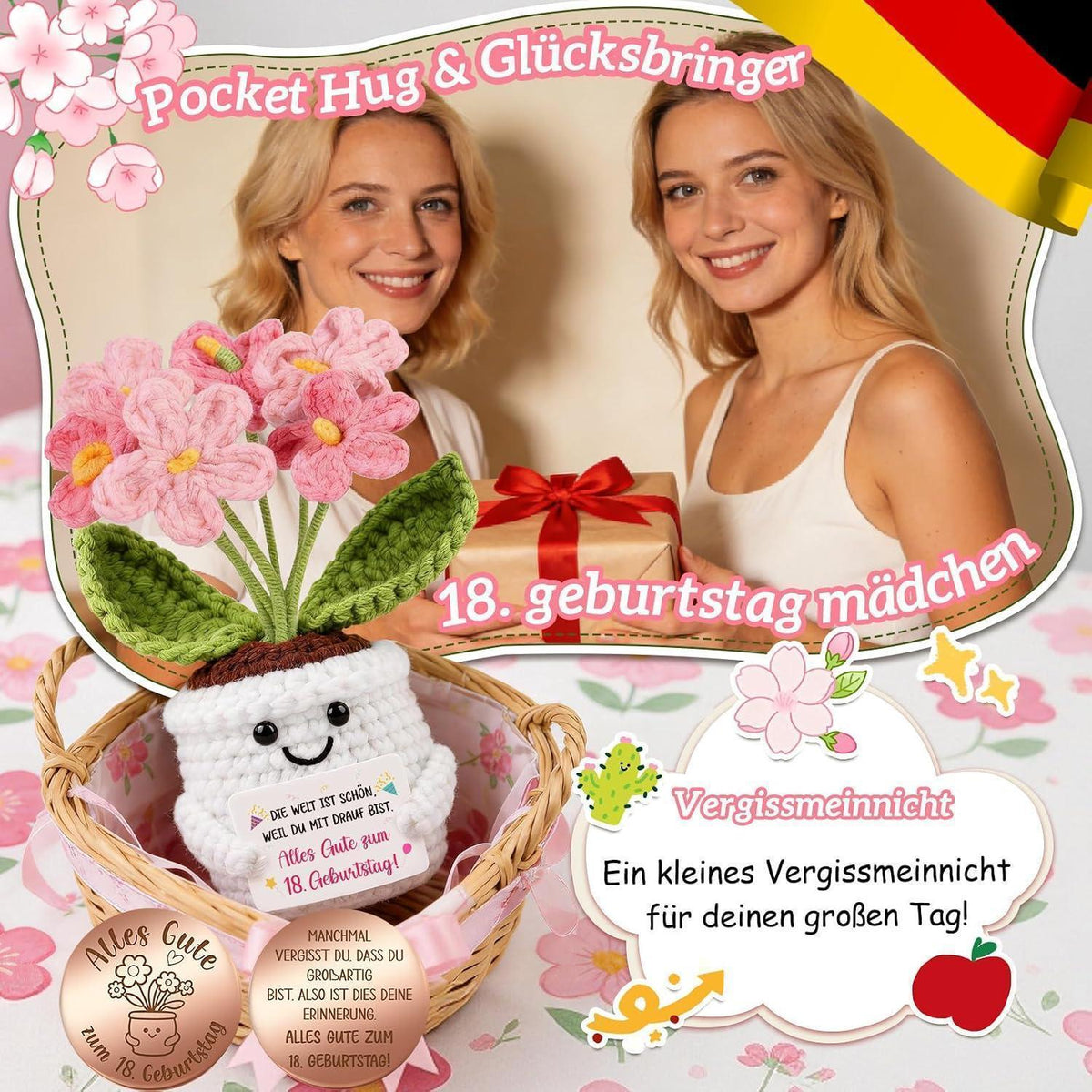 Geschenk 18 Geburtstag Mädchen - Pocket Hug Vergissmeinnicht