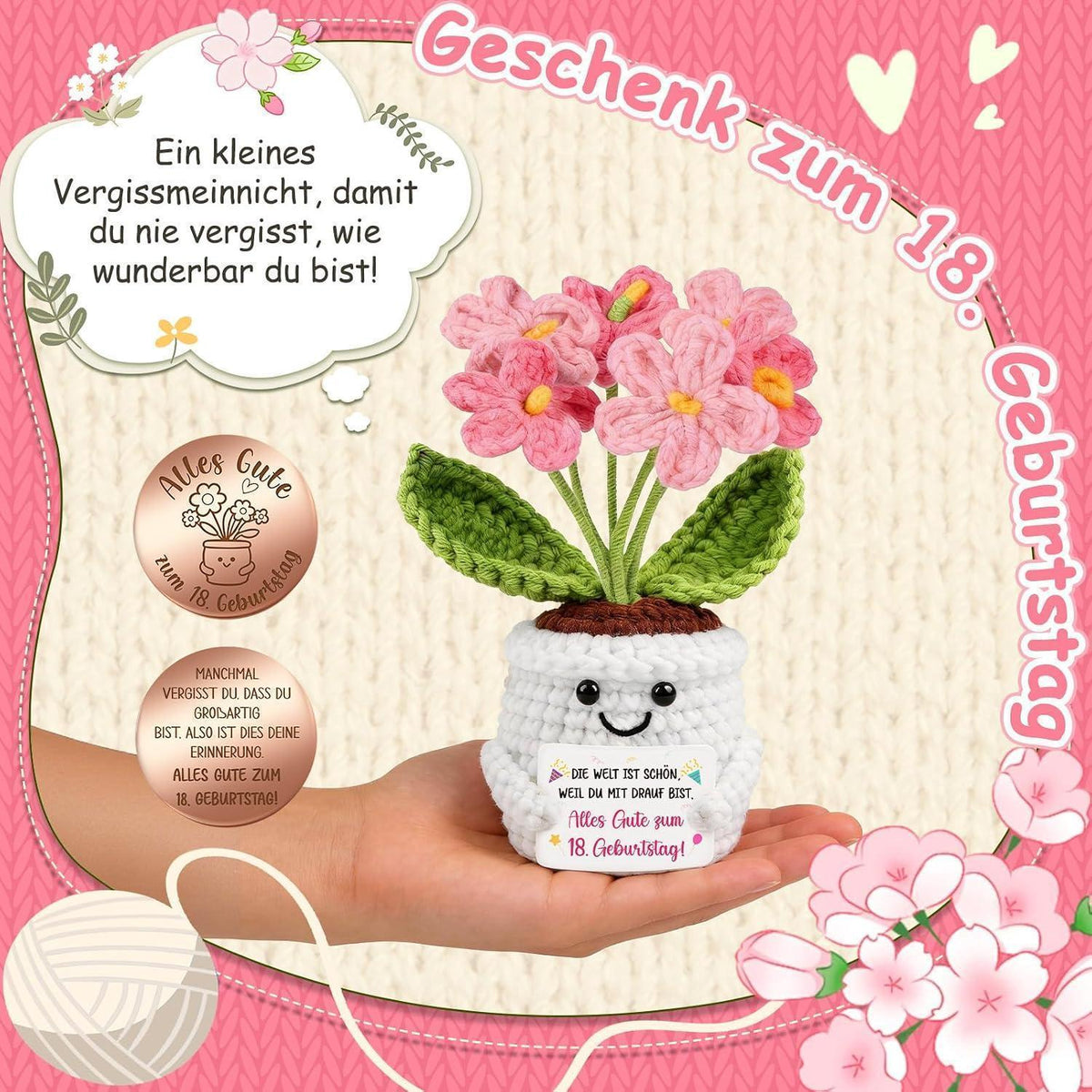 Geschenk 18 Geburtstag Mädchen - Pocket Hug Vergissmeinnicht