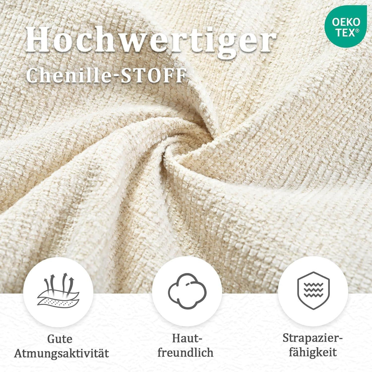Drehbarer Esszimmerstuhl Set 6er – Cremeweiß, Chenille & Metall