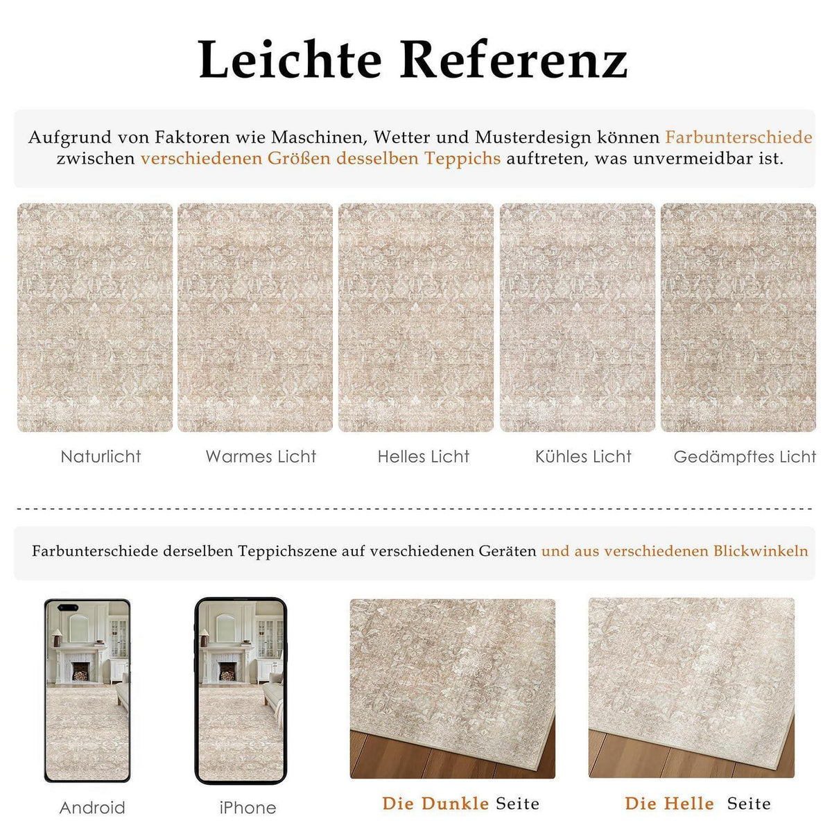 Vintage Teppich Beige 240x300cm Waschbar Rechteckig Wohnzimmer