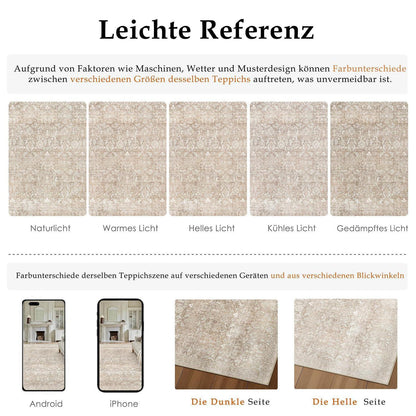 Vintage Teppich Beige 240x300cm Waschbar Rechteckig Wohnzimmer