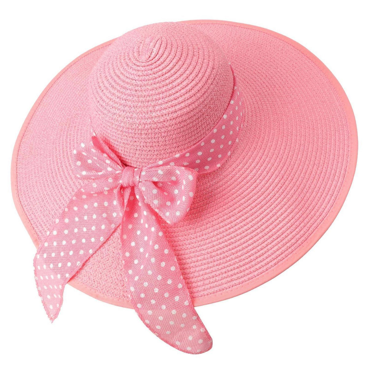Damen Strohhut mit Breiter Krempe, Pink Ribbon, Faltbar