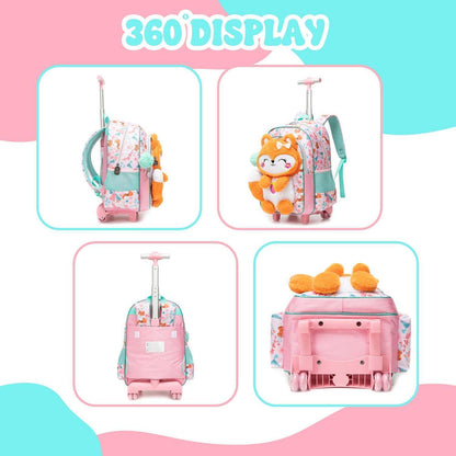 Schultrolley Mädchen Fuchs – Ergonomischer Rucksack mit Rollen & Zubehör