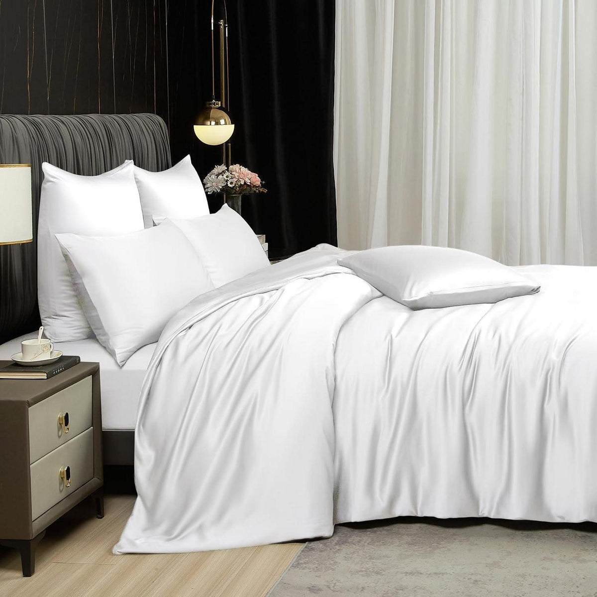 Bambus Bettwäsche 200x200 cm - Kühlend & Atmungsaktiv, Creme Weiß