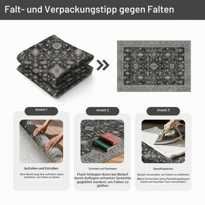 Vintage Teppich Wohnzimmer 160x230 cm Anthrazit Rechteck