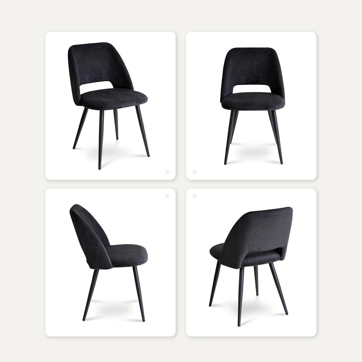 Moderner Esstisch Set mit 4 Cord-Stühlen (140x80cm)