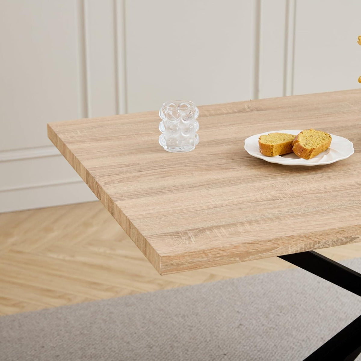 Moderner Esstisch Set mit 4 Cord-Stühlen (140x80cm)
