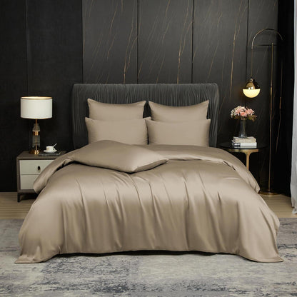Bambus Bettwäsche 220x240 cm - Kühlend & Atmungsaktiv Braun Beige