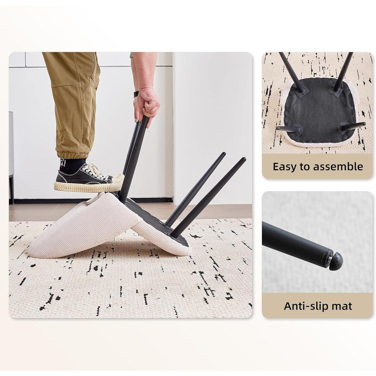 Moderner Esstisch Set mit 4 Cord-Stühlen (140x80cm)
