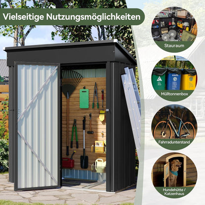 Metall Gerätehaus 150x91x185 cm mit Schloss & Belüftung